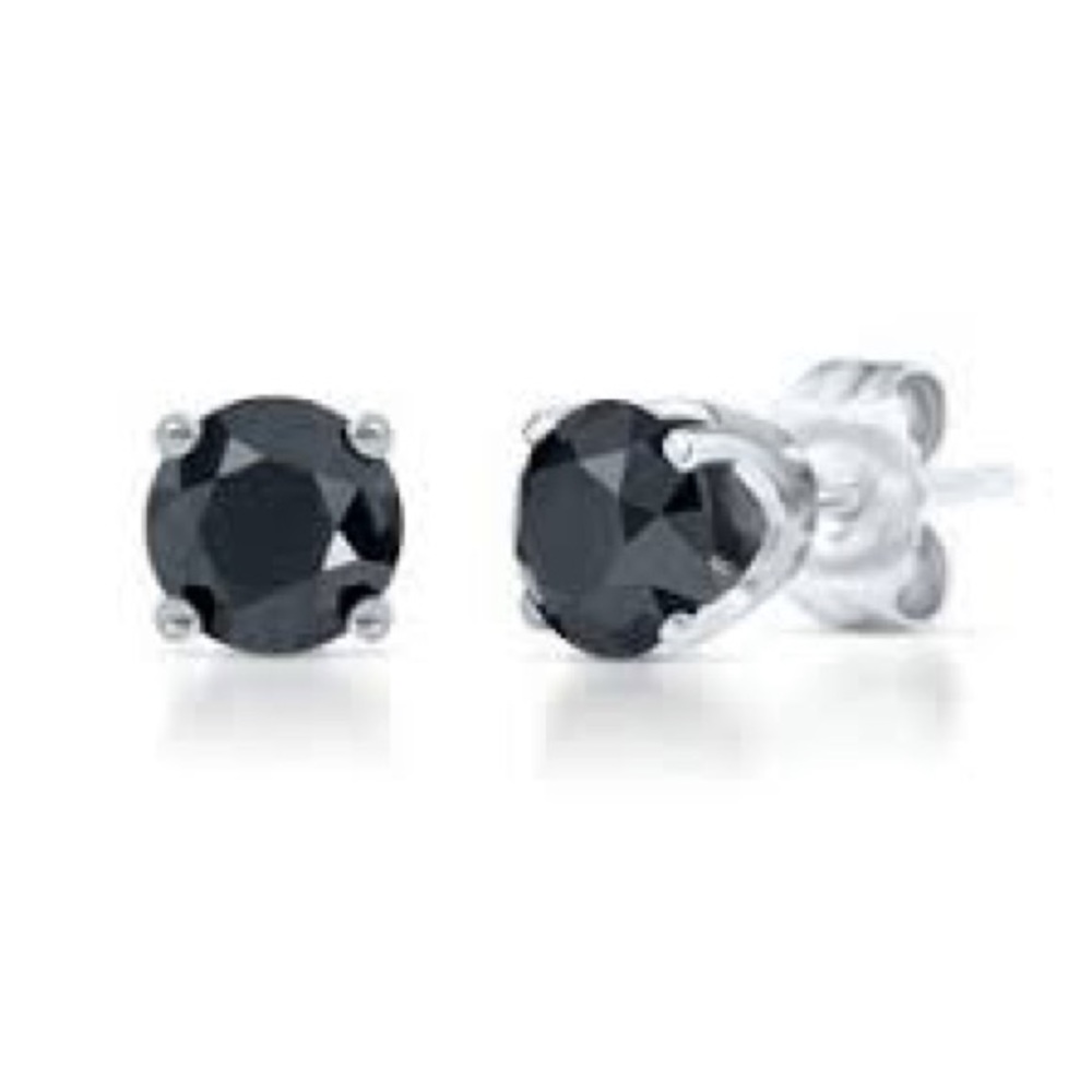 Faux Black Diamond Stud Earrings